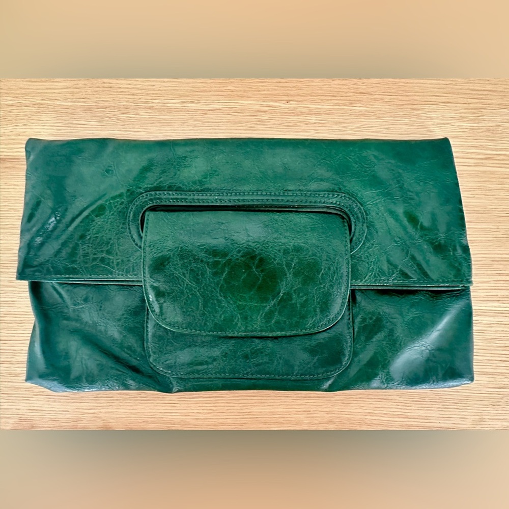 Vintage light hunter green clutch